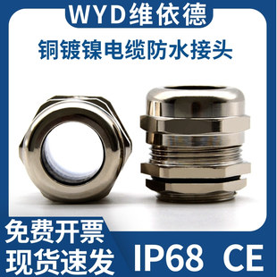 4分6分金属电缆防水接头DN20铜镀镍固定格兰头G英制管螺纹填料函