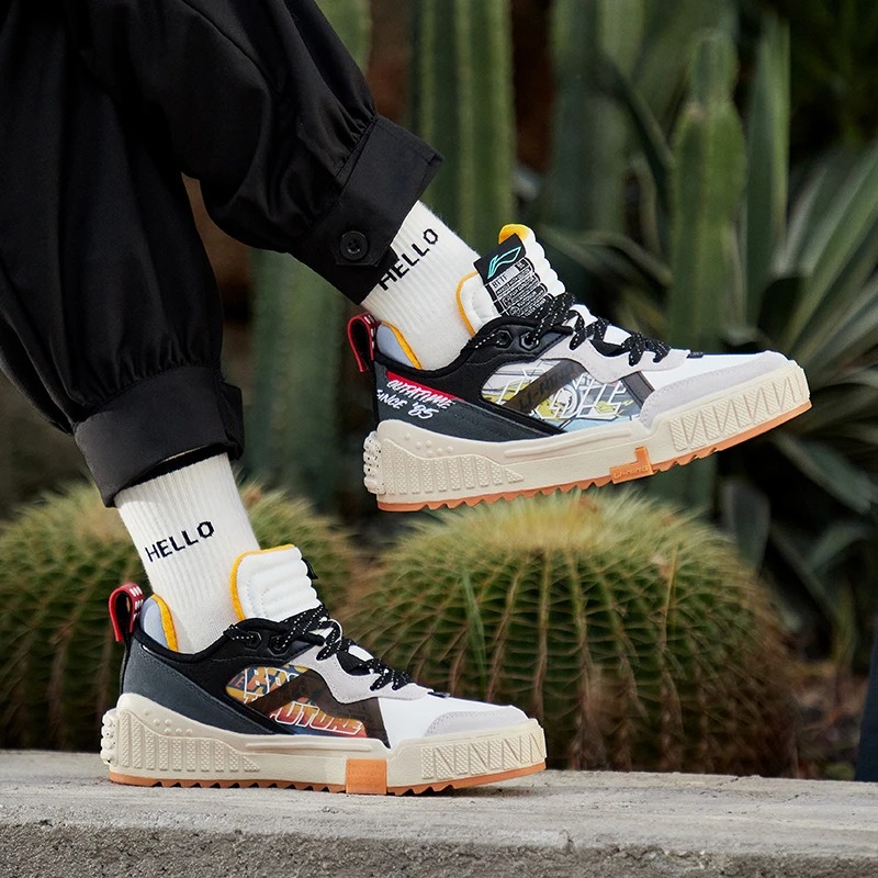 中国李宁新款回到未来001 unblock男女系带低帮经典休闲鞋agcr369