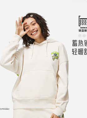 李宁迪士尼怪兽大学联名卫衣女士秋冬款套头连帽保暖上衣AWDT810