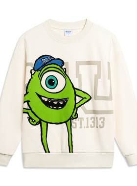 李宁女子卫衣X怪兽大学联名冬季加绒保暖宽松运动休闲上衣AWDT812