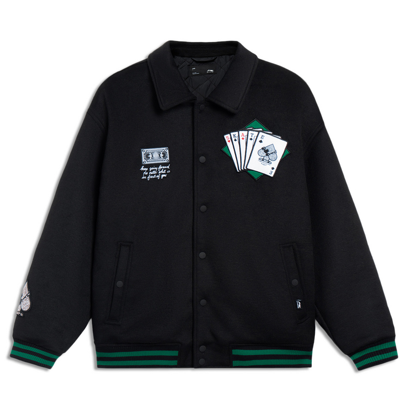 李宁男子外套春季羊毛保暖翻领