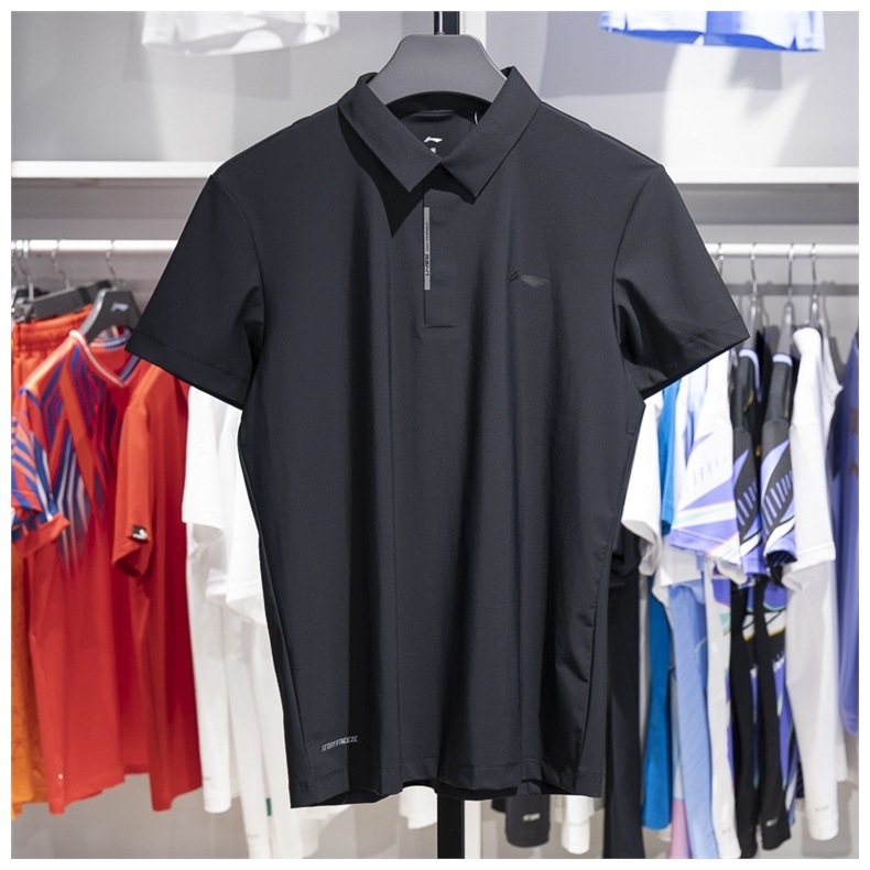 李宁冰感POLO衫男子夏季新款商务纯色T恤翻领速干舒适短袖APLU151