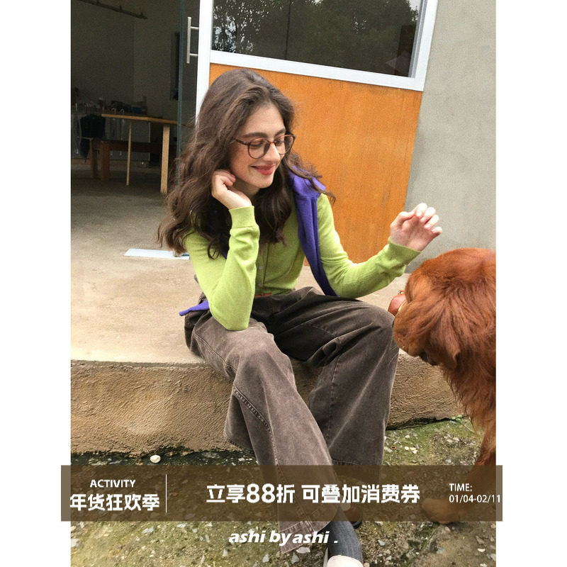 大于诗集高饱和校园法式复古薄款圆领短款针织开衫女简约内搭打底,女装/女士精品,毛针织衫,淘宝优惠券,粉丝福利购,淘宝优惠卷