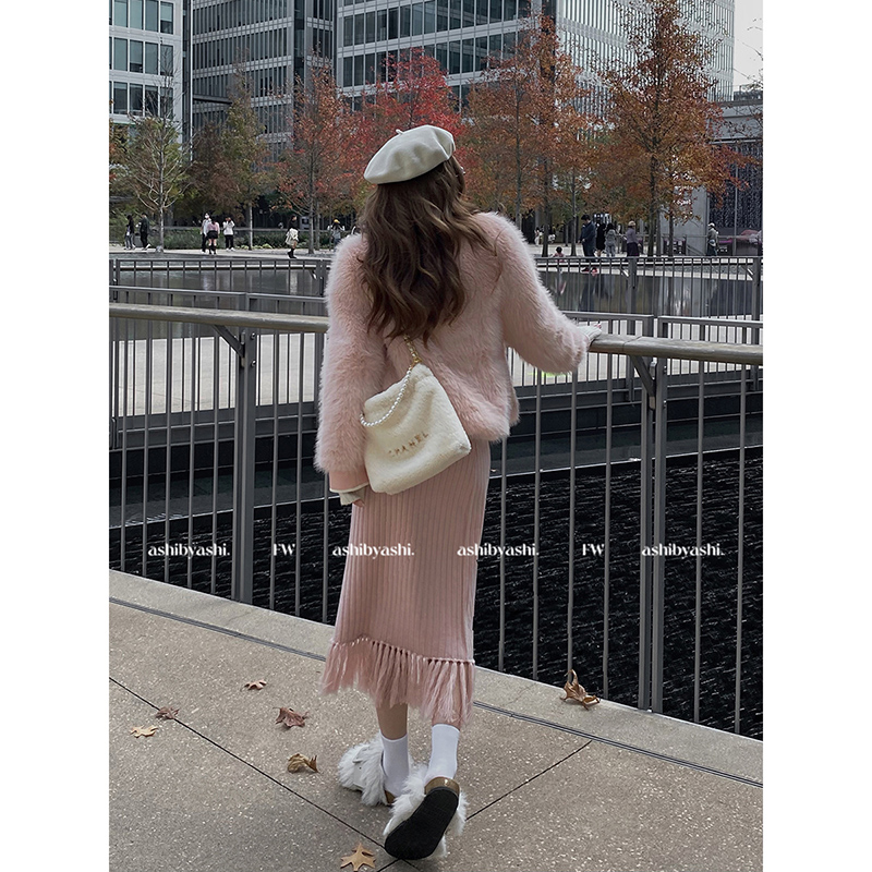 大于诗集流苏针织半身裙