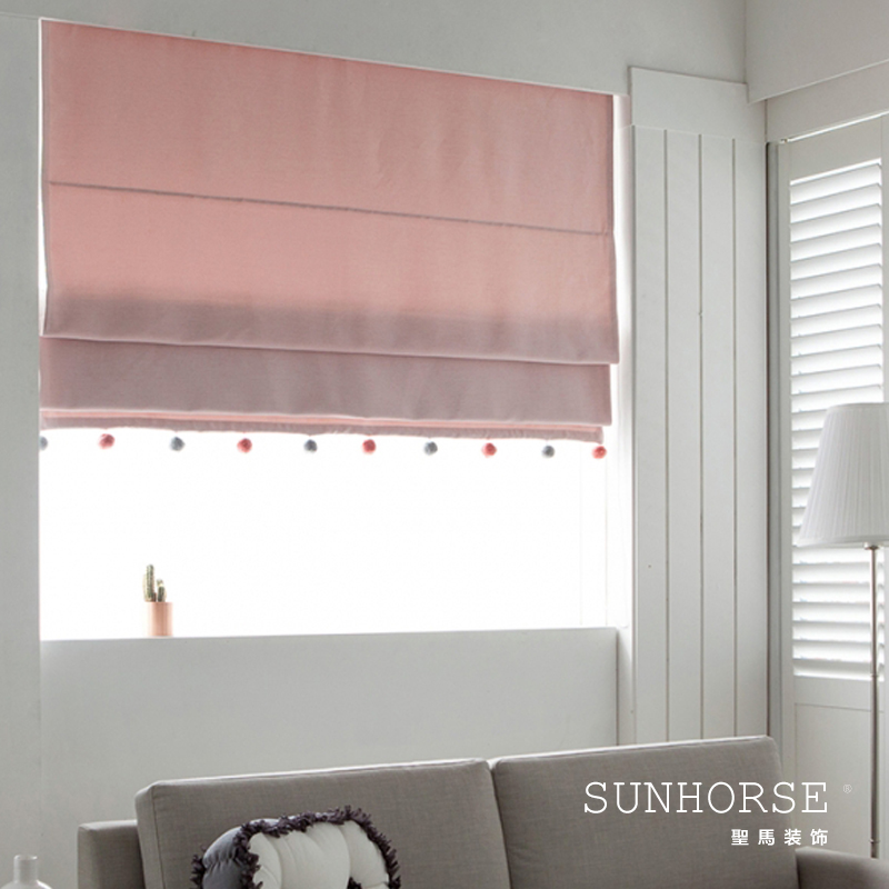 罗马帘儿童房拉帘卷帘手拉式升降窗帘卧室少女ins风短款遮光飘窗