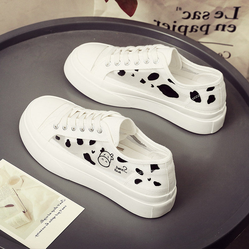 网面小白鞋2025年新款女夏季薄款透气ins潮鞋可爱厚底镂空帆布鞋,女鞋,帆布鞋,淘宝优惠券,粉丝福利购,淘宝优惠卷