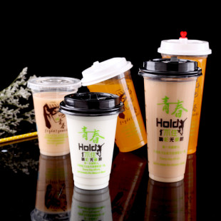90口径370/420/500/550/700致青春奶茶杯一次性果汁杯1000只包邮