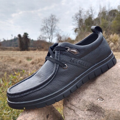 男鞋2026春季新款休闲皮鞋男真皮软底商务中年人爸爸鞋日常系带鞋