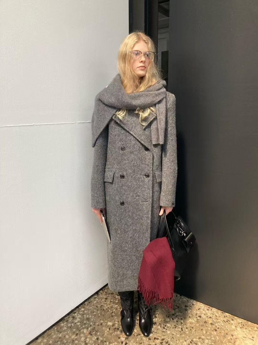 25年新款 四色London flat高级感双面羊毛大衣女双排扣毛呢外套