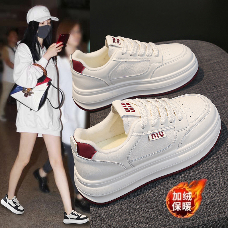 正品加绒保暖女板鞋2025秋冬新款皮面防水学生休闲运动小白鞋棉鞋,女鞋,时尚休闲鞋,淘宝优惠券,粉丝福利购,淘宝优惠卷