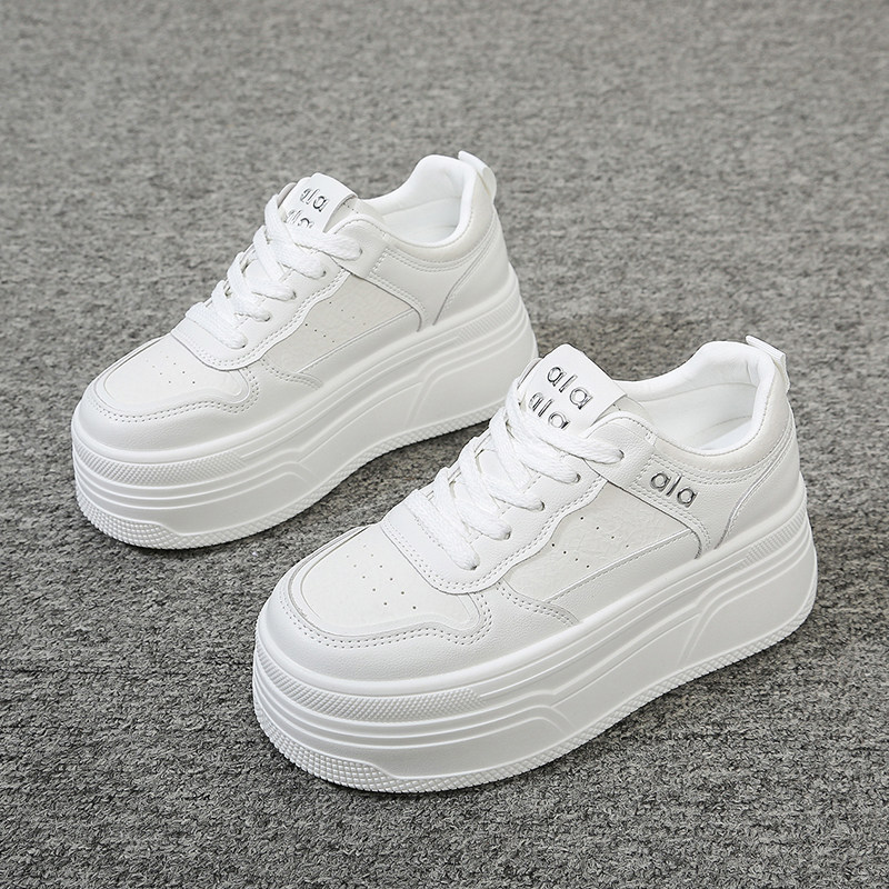 松糕厚底小白鞋女6cm跟高板鞋