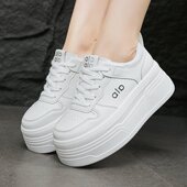 女松糕厚底单鞋 2026春季 新款 防水台小白鞋 小个子增高6cm休闲鞋 女