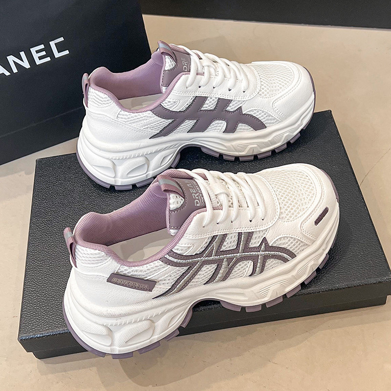 正品网面透气老爹鞋女大码运动鞋2026春夏刺绣百搭休闲旅游鞋网鞋