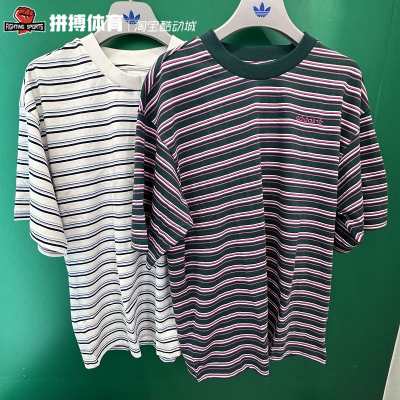 Adidas/阿迪达斯三叶草24年夏男子复古条纹T恤JC6521 JD1683 6522