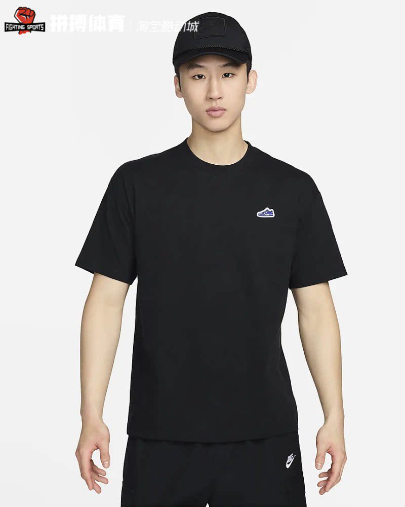 正品Jordan AJ1芝加哥刺绣贴片男子短袖白色T恤 FV3752