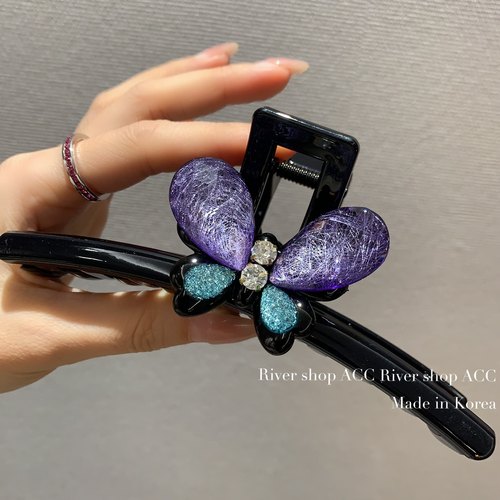 独美～13cm大蝴蝶拉丝琉璃【抓夹/鲨鱼夹】韩国东大门进口大发夹