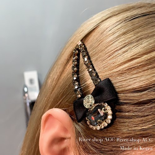 7/8cm闪钻水晶蝴蝶结【掰掰夹】韩国发饰侧边夹碎发夹