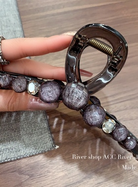 发量王～11/15cm超大灰色拉丝珠珠【抓夹】韩国进口发饰鲨鱼夹子