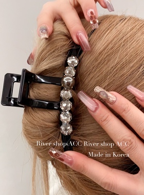 11cm爆闪水晶灰色系珠珠【抓夹】韩国新款发夹鲨鱼夹