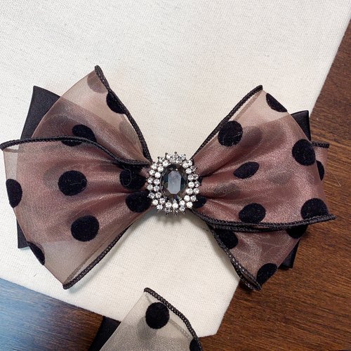 波点蝴蝶结【弹簧夹】River shop韩国发饰发夹后脑勺公主夹子大号