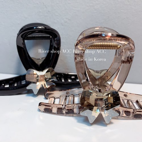 8cm水晶蝴蝶结【抓夹】韩国发饰进口鲨鱼夹简约百搭发抓夹子