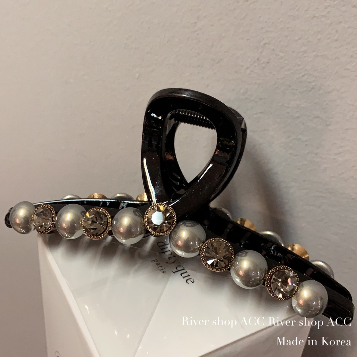 13cm青灰色珍珠【抓夹】韩国发饰大号鲨鱼夹