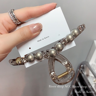 13cm青灰色/粉色/白色珍珠豆【抓夹】韩国发饰懒人发夹