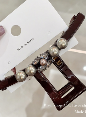 11cm青灰色珍珠【抓夹】韩国进口发饰东大门鲨鱼夹子紧安哥拉红