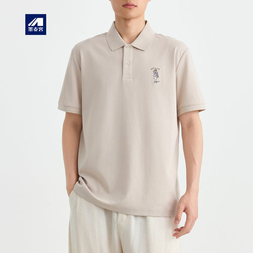 墨麦客男装高智通勤刺绣男士polo衫2026夏新款棉混纺短袖男75890.