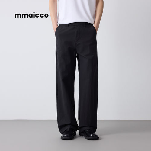 170g莱赛尔混纺休闲裤墨麦客2026春季新款男士中腰小直筒裤长裤子