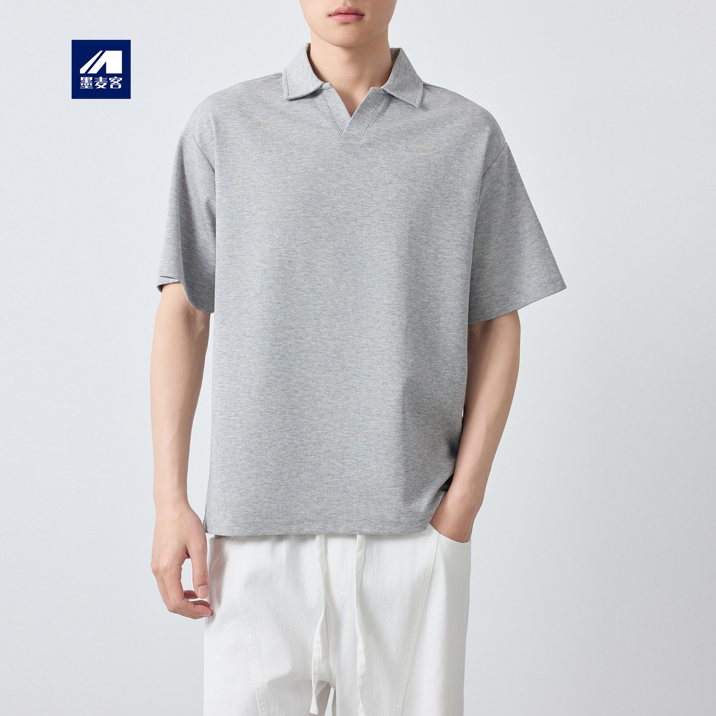 墨麦客高智通勤肌理感polo衫男2026夏新款纯色男士短袖t恤75210.