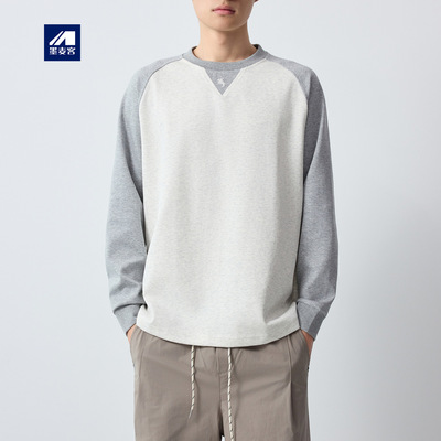 墨麦客男装城市运动刺绣长袖t恤男2026春新款撞色打底衫男75179.