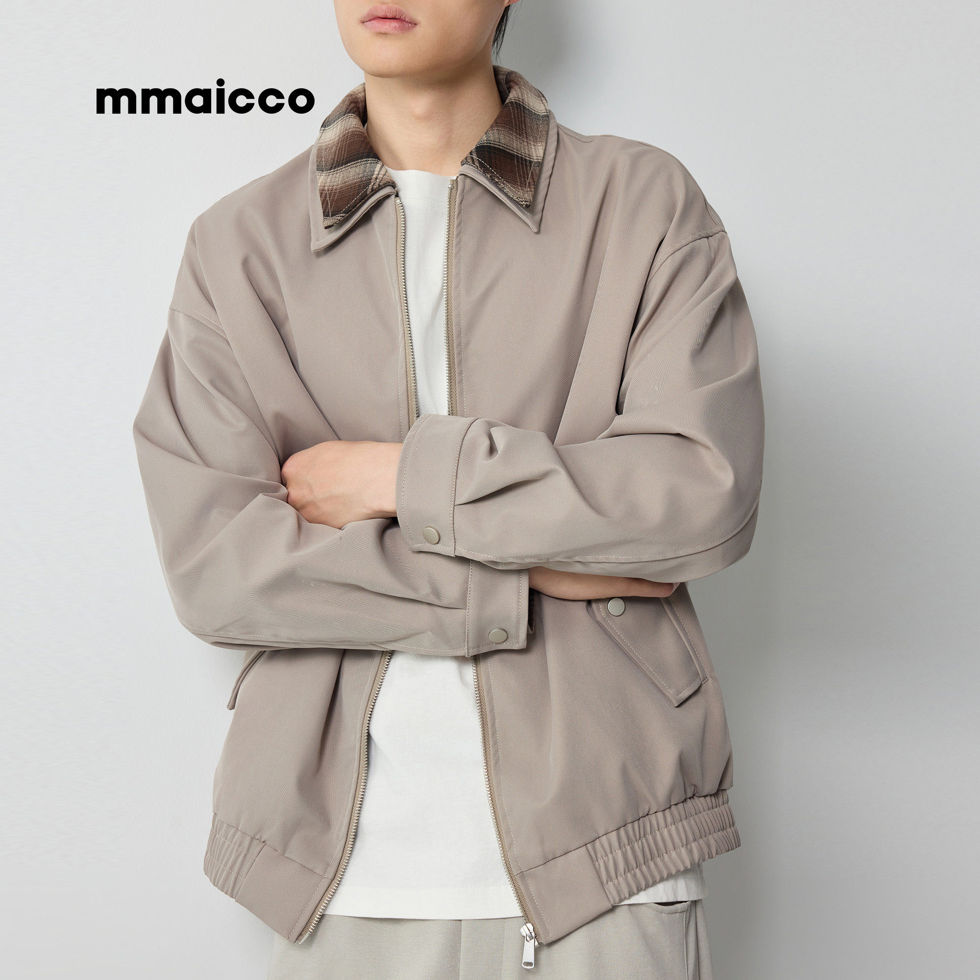 墨麦客男装2026春季新款双层翻领夹克男士老钱风休闲外套男款衣服