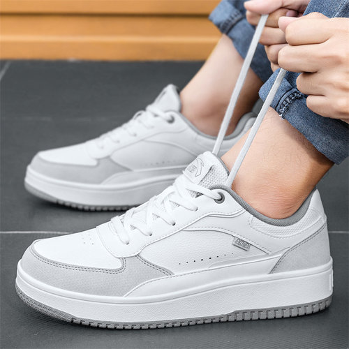 安踏男鞋板鞋2025新款秋冬男款休闲小白鞋子厚底皮面平板运动鞋男