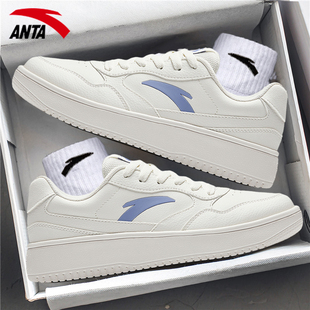 安踏女鞋板鞋2026新款春季女款软底小白鞋休闲鞋皮面厚底运动鞋女