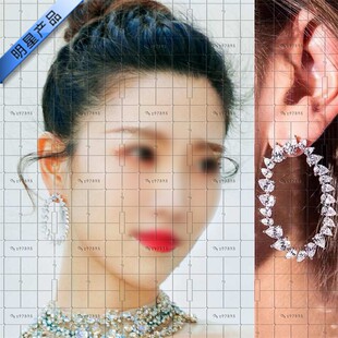 半熟恋人3张纯烨同款闪星夸张椭圆环耳环2024时尚潮流新款耳饰