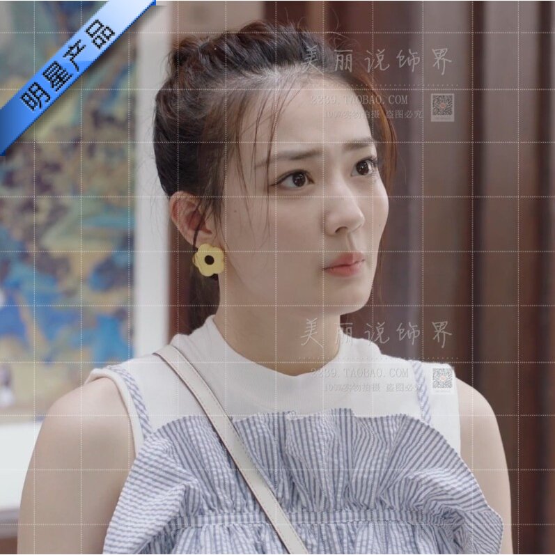 良辰美景好时光同款耳环梁辰徐璐明星镂空不对称花朵耳钉简约耳饰
