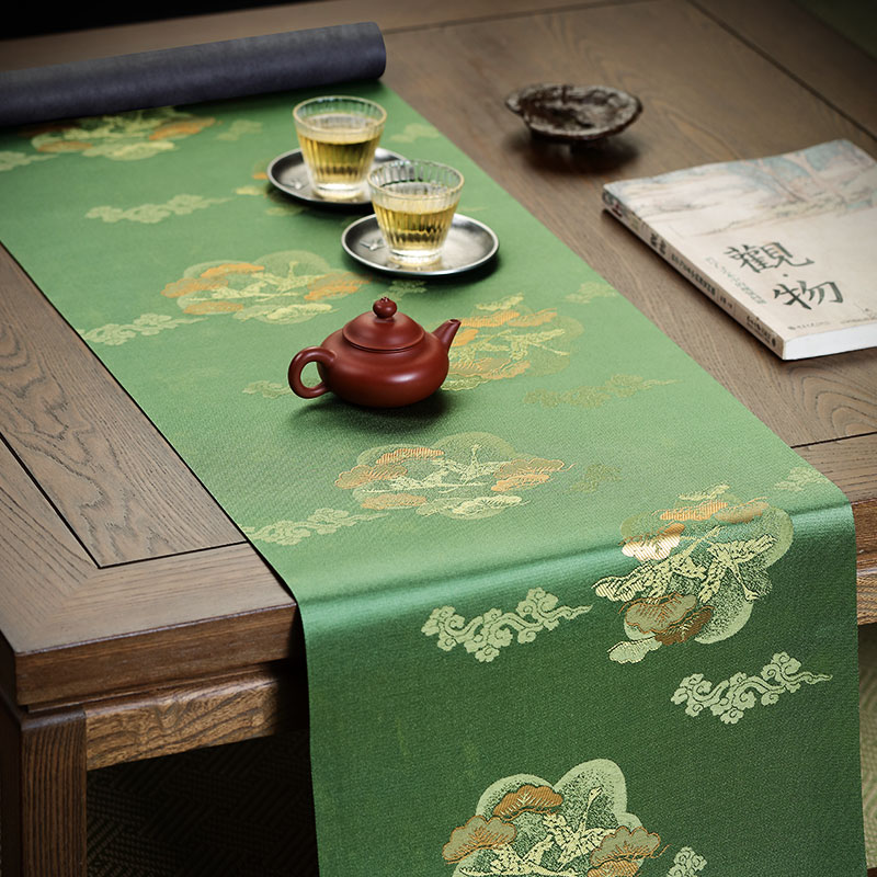 哲明织锦云松双面茶席新中式禅意防水桌布垫子高端轻奢茶桌茶壶垫-封面