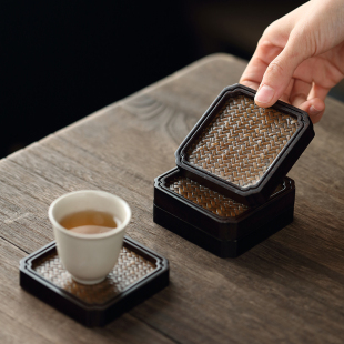 宋席杯垫 哲明 竹制干泡茶杯垫杯托功夫茶垫茶杯垫隔热防滑茶托