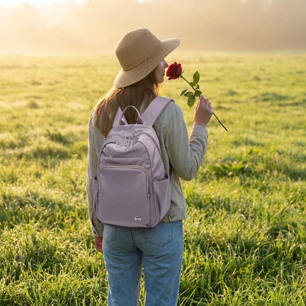 EPOL伊保女士双肩包休闲旅行轻便中小号通勤背包女防水尼龙布包