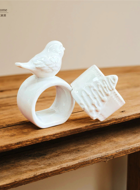 ins风小鸟纸巾环餐桌装饰餐巾扣