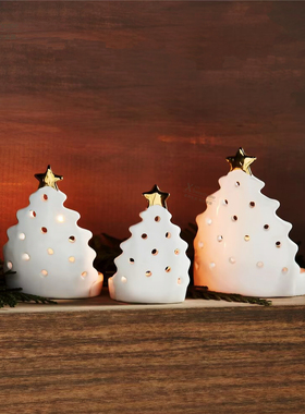 轩艺家居mud圣诞节树造型烛台创意桌面小收纳星星钥匙收纳香薰台