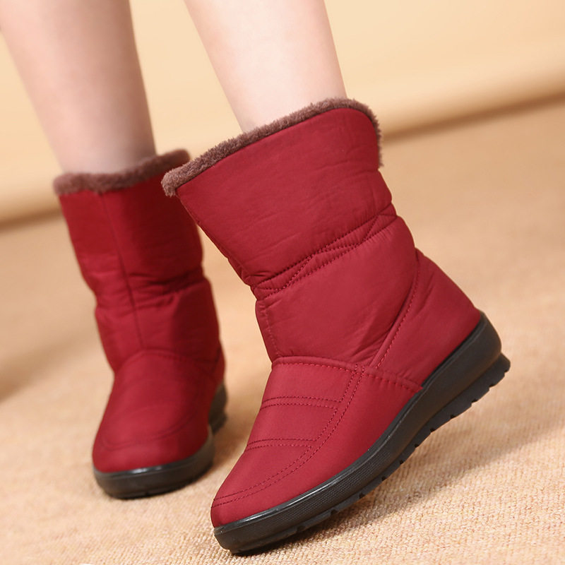 冬雪地靴女中筒圆头套筒加厚保暖轻便舒适孕妇棉靴红靴子女鞋,女鞋,时尚雪地靴,淘宝优惠券,粉丝福利购,淘宝优惠卷