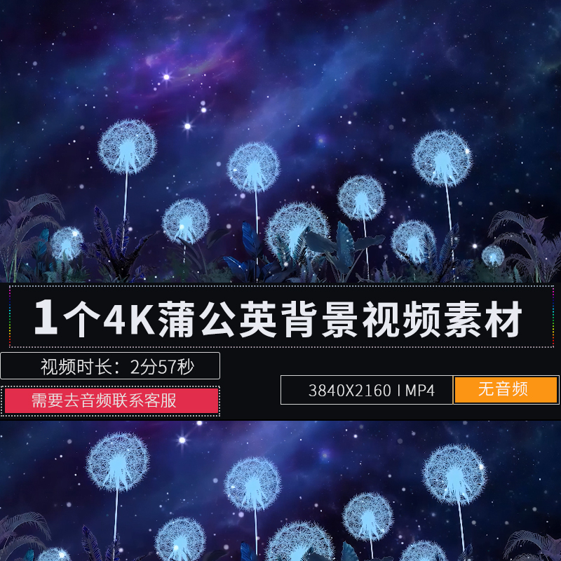 蒲公英蓝色动态唯美会所大屏幕LED背景舞台演出唱歌视频素材