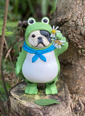 手作陶瓷原创法斗青蛙摆件客厅可爱治愈法国斗牛犬周边手办摆放礼