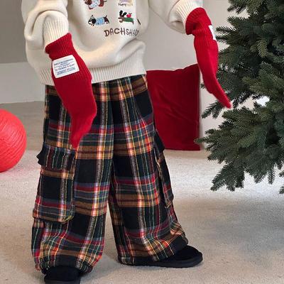 时尚洋气格子裤秋冬一体绒