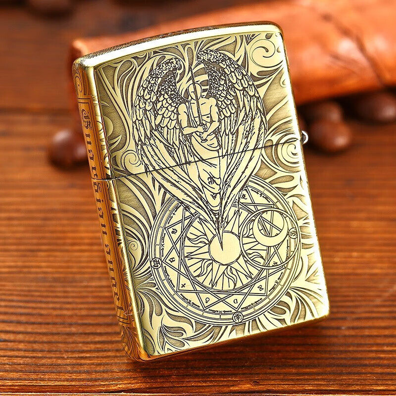 官正品zippo芝宝美国进口原版防风煤油打火机守护天使之黄铜精雕