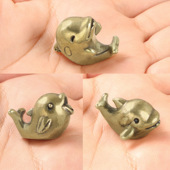 纯黄铜手工匠复古法作典藏国风艺术海洋小鲸鱼宝宝摆件手把件茶宠