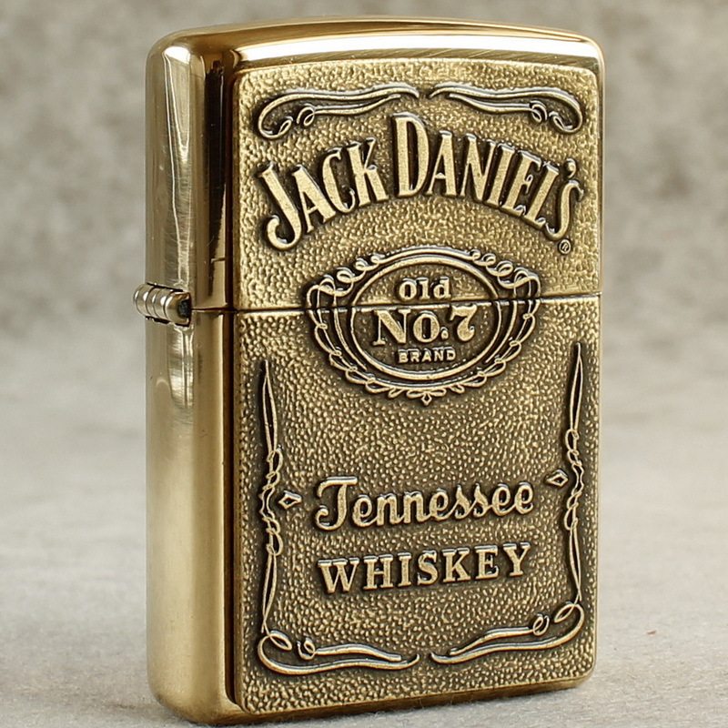zippo煤油打火机官正品美国芝宝黄铜经典贴章酒牌杰克丹尼酒标签