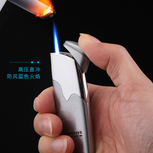 新款时尚纤细窄小巧超薄金属质感防风直冲蓝焰打火机个性便携时尚